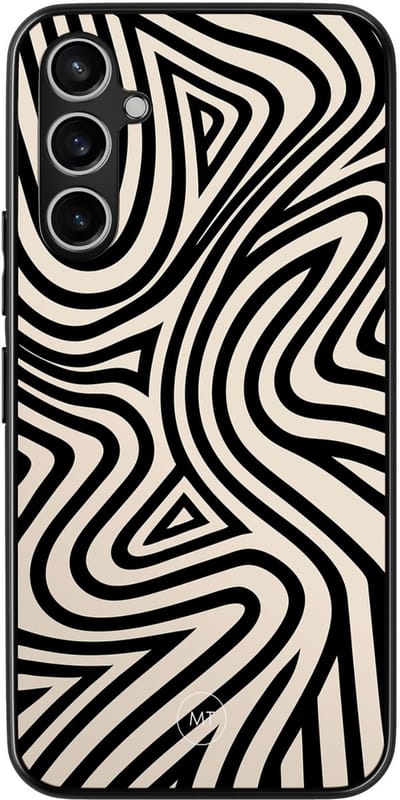 Hoesje geschikt voor Samsung Galaxy A54 - Groovy lines - TPU Hard Case Backcover - Zwart, Wit - Mooie Telefoonhoesjes