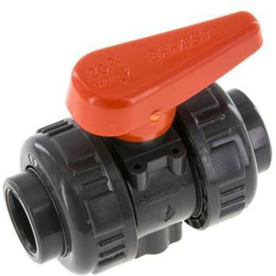 PVC 2-weg Kogelkraan Dubbele Wartel 20 mm Sok FKM