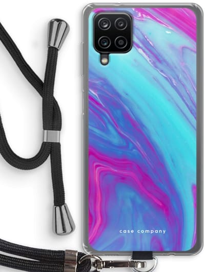Hoesje met koord geschikt voor Samsung Galaxy A12 hoesje met Koord - Zweverige regenboog - Telefoonhoesje met Zwart Koord - Bescherming aan alle Kanten en Over de Schermrand