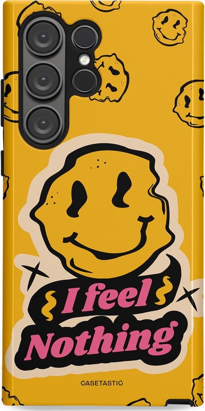 Casetastic hoesje geschikt voor Samsung Galaxy S23 Ultra - Dubbellaagse bescherming - Alles is niks - Fashion Case - Okergeel Zwart Zand