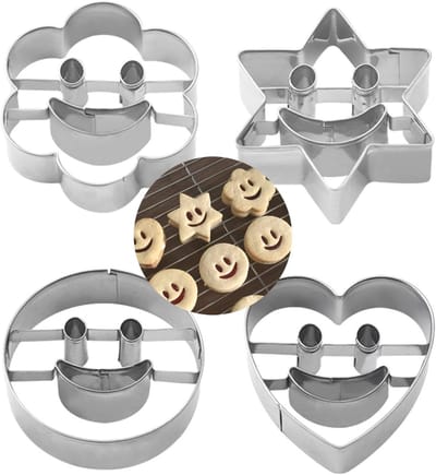 Set van 4 RVS Koekjesuitsteekvormen voor Bakken, Decoratie en DIY Taarten met Diverse Vormen