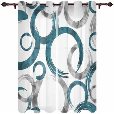 Boerderijstijl Waterverf Stippenverloop Teal Raamgordijn Modern Europese Stijl Gordijnen voor Slaapkamer Woonkamer Achtergrondgordijn 135W x 135H(cm) x1