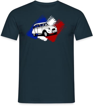 Citroën 2CV Model Franse Vlag T-Shirt Heren