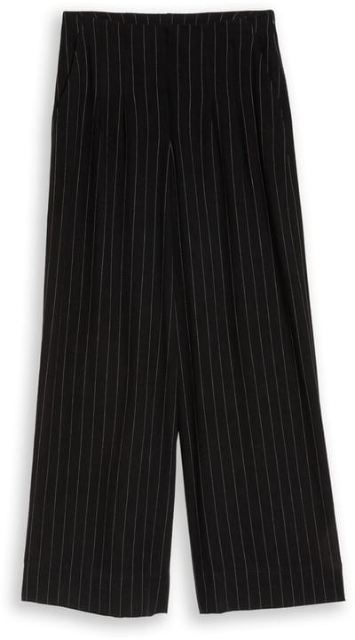 Tom Tailor Denim - Wijde broek met linnen - Maat XS - black beige vertical stripe