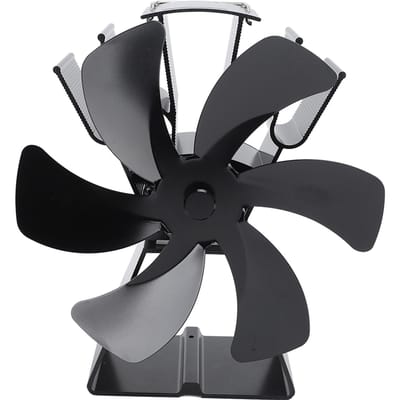 6-Blads Warmte-aangedreven Kachelventilator Aluminiumlegering Handmatige Bediening Bureau Haardventilator voor Houtkachel