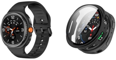 Strap-it Bundel – siliconen horlogebandje (zwart) + zwarte hardcase met screenprotector – geschikt voor Samsung Galaxy Watch 8 40mm