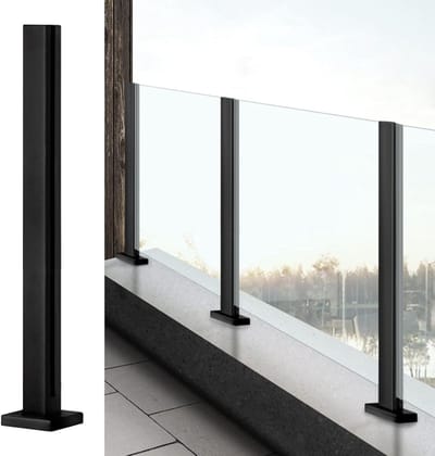 Glazen Balustrade Paal - Hek Paal - Veiligheid Creëren - Roestvrij Staal - 5x5 cm - Zwart