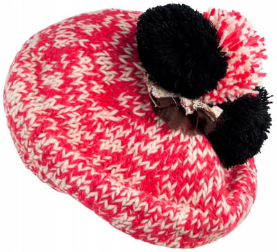 Dames Baret met Drie Pompons - Rood