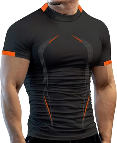 Sportshirt - Maat XL - Compressie Short Sleeve Shirt - Heren Sportshirt - Sportkleding voor Heren - LOUZIR