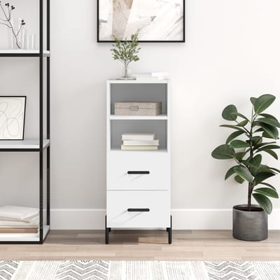 vidaXL - Dressoir - 34,5x34x90 - cm - bewerkt - hout - wit