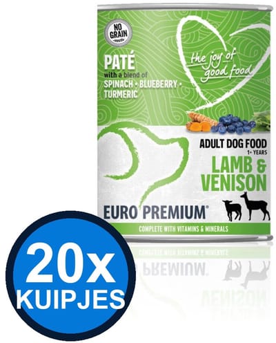 20x Euro-Premium - Pate Adult Lamp & venison - Hondenvoer Natvoer - 400 g