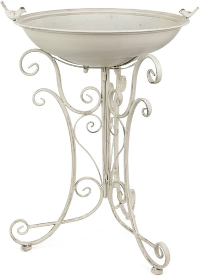 Moritz Vogelbad XL – Wit Metalen Vogelbad op Voet – 72 cm – Vintage Vogeltränke voor Tuin & Terras