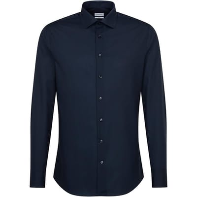 seidensticker Business Hemd Slim Fit Bügelfrei Kent Langarm heren Businesshemd (1-Pack) -  Maat 42 - Navy blauw
