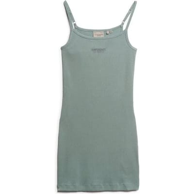 Superdry - Geborduurde geribde jurk met bandjes - Dames - Jurken
