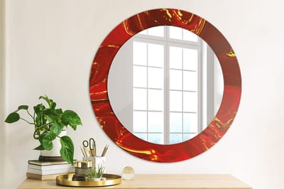 Coloray Bedrukte Spiegel - Rood marmer Bedrukte Spiegel - 60 cm - Rood Bedrukte Spiegel - Bedrukte Spiegel - Spiegel Met Bedrukte Lijst - Spiegel Met Decoratie