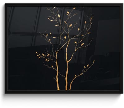 Poster in lijst - Fotolijst 70x50 cm - Posters - Takken - Blaadjes - Zwart - Posterlijst zwart - Decoratie - Wanddecoratie woonkamer - Muurdecoratie slaapkamer