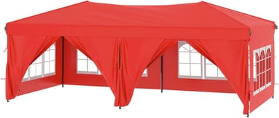 Feesttent - Partytent Gazebo - Buitenfeesten Organiseren - Inclusief Zijwanden - 3x6 Meter - Rood