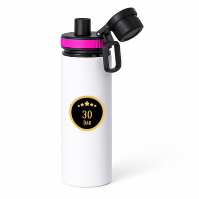 Hacebo® - 30 jaar waterfles met draaidop roze - iemand die 30 jaar is geworden of 30 jaar lang een relatie hebben of getrouwd zijn - verjaardagscadeau - verjaardag - cadeau - kado - geschenk - gift - relatie - water fles - 850ML