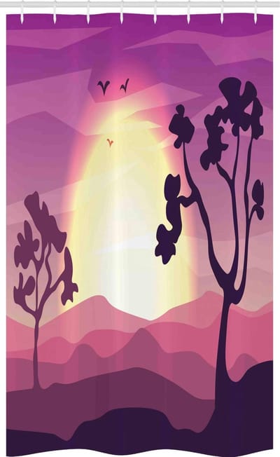 ABAKUHAUS Natur – Douchegordijn 120x180 cm – Afrika Gradient Landschap – Pale Fuchsia/Aubergine