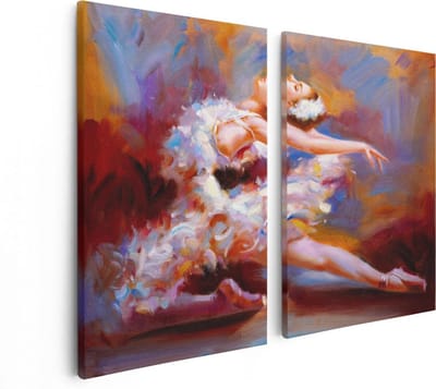 Artaza Canvas Schilderij Tweeluik Ballerina van Olieverf - Ballet - 80x60 - Foto Op Canvas - Canvas Print