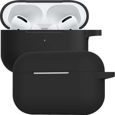 Case - Geschikt voor Apple Airpods Pro - Siliconen Hoes met Clip - Silicone Hoesje Cover - Zwart