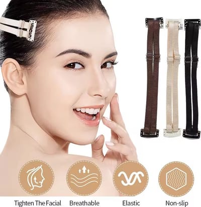 Onzichtbare Dubbel Elastisch Face Lifting Band - Invisible Wrinkle Lifting Elastic Band Adjustable Instant Face Lifting for Woman-Zwart-Beige-Bruin-Blond-Brunette