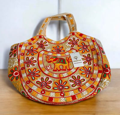 Schoudertas - Vedantan - Damesschoudertas - 30 x 45 cm - Katoen - Kleurrijk borduurwerk - Etnisch Cadeau - Kerst - Feest - WeekendTas - Shopper - Reistas - Tote bag -Draagtas - Ritssluiting