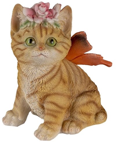 Een decoratieve kunststof kat met een bloem op z'n kop 12x10x15cm. Deze lieve poes met vrolijke uitstraling kan goed in de slaapkamer, woonkamer of een andere kamer gezet worden. Mooi om voor uzelf te kopen of om cadeau te geven.