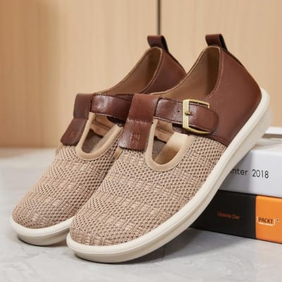 Schoenen voor Dames Nieuwe Casual en Veelzijdige Damesschoenen voor de Zomer Lichtgewicht Ademend Enkele Schoenen Gesp Zachte Zool Niet Stinkend 41 brown