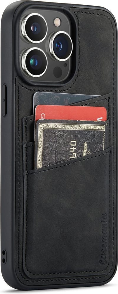 Casemania Hoesje Geschikt voor Apple iPhone 14 Pro Max - met Pasjeshouder Charcoal Gray - Back Cover met Kaarthouder