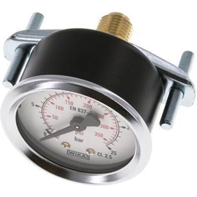 0..25 Bar Paneelmontage Manometer Staal/Messing 50 mm Klasse 2.5 (Beugel) - MW02550SH-TP