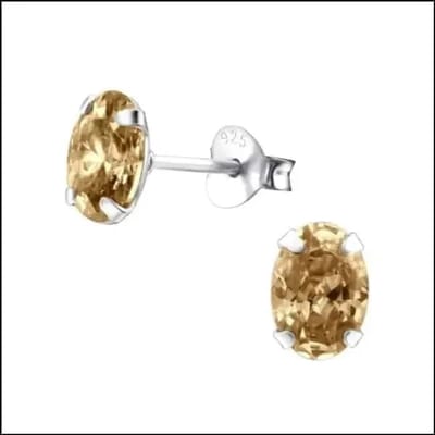 Aramat Jewels | Oorbellen | Zilveren Ovale Zirkonia Oorstekers – Meerdere Kleuren & Maten 925 Zilver | 7x5mm / Lila | |3mm | Zilver | Kinderen, Volwassenen | Verkleurd niet