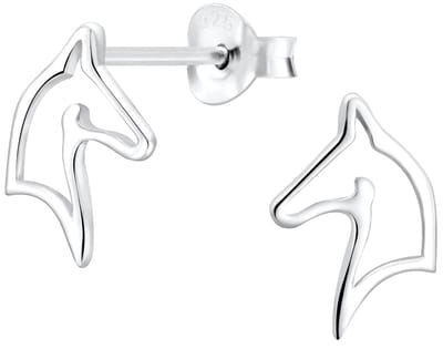 Joy|S - Zilveren paard oorbellen - paardenhoofd - 7 x 11 mm