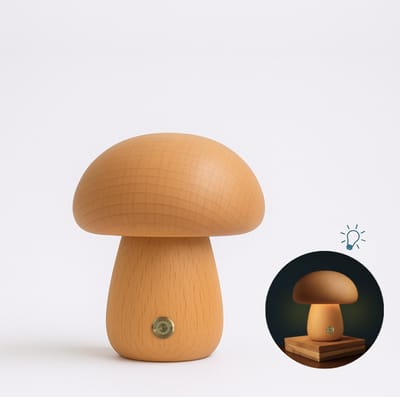 Mushroom lamp - Paddestoel lamp - Paddenstoel lamp - Tafellamp - Hout - Klein