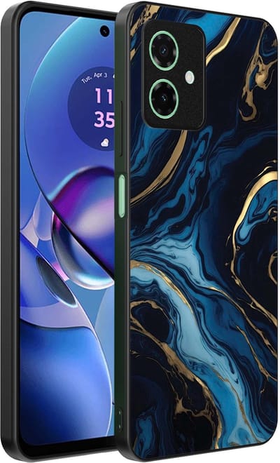 Smartphonica Telefoonhoesje Geschikt voor Motorola Moto G64 met marmer opdruk - TPU backcover case gold blue marble design - Goud Blauw geschikt voor Motorola Moto G64