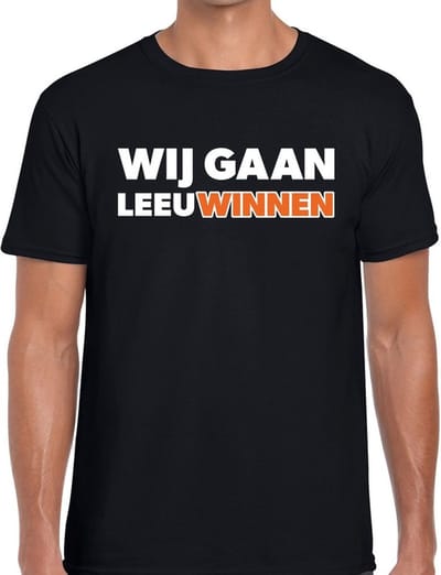Nederland supporter t-shirt Wij gaan Leeuwinnen zwart heren - oranje landen kleding S