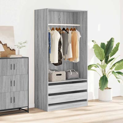 vidaXL - Kledingkast - 100x50x200 - cm - bewerkt - hout - grijs - sonoma - eikenkleur