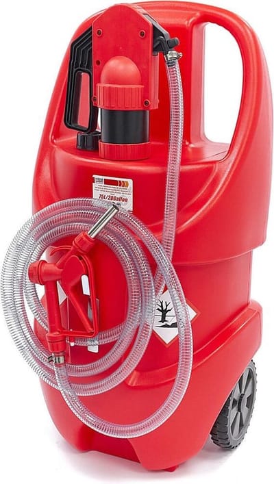 Professionele 75 Liter Mobiele Opslagtank met Manuele Pomp voor Benzine, Diesel en Oliën