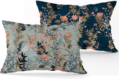 De Groen Home BLOEM Velvet Sierkussen set van 2 - 30x50 - Bloemen - Inclusief binnenkussen - Fluweelzachte kussensloop