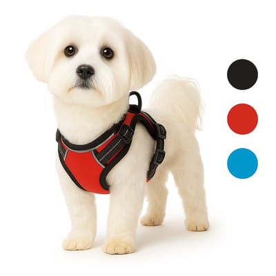 Harnas hond – honden tuigje – harnas hond anti trek – hondentuigjes – hondentuig anti trek – Flamingo Balou – rood – maat S – A:31-55cm B:40-55cm