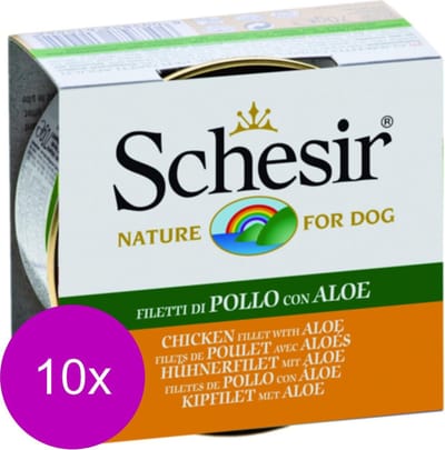 10x Schesir Hondenvoer Blik Jelly Kip en Aloë 150 gr
