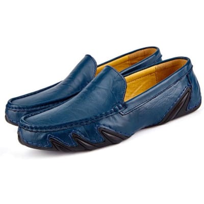 Leren Herenschoenen Casual Luxe Merk Italiaanse Heren Loafers Mocassins Ademend Antislip Bootschoenen en Grote Maat 39 blauw
