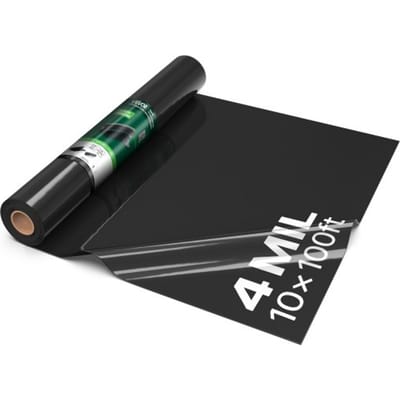 VEVOR Polyethyleenfolie 3,05 x 30,48 m Tuinfolie 0,1 mm Onkruidbestrijdingsdoek Zwart, Plastic rol voor tuinieren, zeildoek, schildersdoek, kruipruimteafdekking, dampremmende laag, onkruidbestrijding