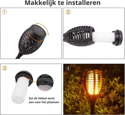 Tuinverlichting op zonne-energie - Solar Tuinfakkels - 2 stuks - 51cm - Buitenverlichting - Solar tuinverlichting - Tuinlantaarns - Padverlichting - LED - Buitenverlichting