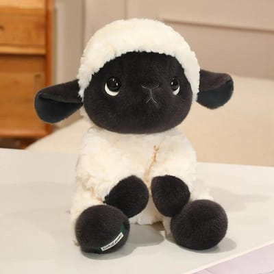 Schattig Zwart Gezicht Schaap Pluche Speelgoed Zeer Zacht Pluizig Gevuld Lammetje Pop Knuffelbaar Schaap Pluche Verjaardagscadeau Sofa Bed Decoratie 15cm pendant black