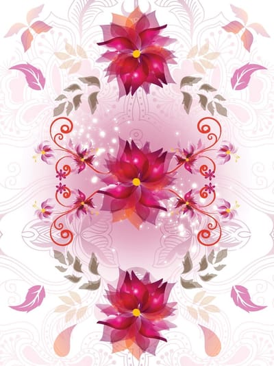 Magenta Flowers Photo Wallcovering