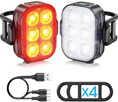 LED Fietslamp Set - USB oplaadbaar - Waterdicht - Voorlicht / Achterlicht - Fietslampjes Rood en Wit - Fietslicht Koplamp - Fietsverlichtingsset