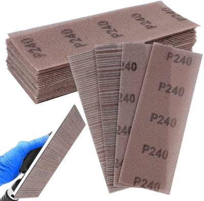 Dailygoods- Schuurbanden 25 stuks - 70 x 198 mm - Netschuurband - Stofvrij Slijpen - Korrelgroottes 80/120/180/240/400 - Voor Hout/Metaal/Muren - Schuurpapier
