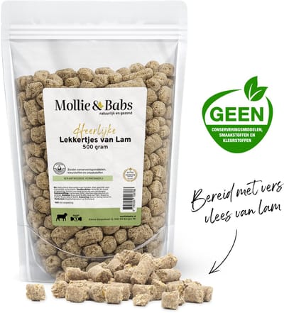 Mollie & Babs - Lekkertjes van Lam - Hondensnacks - Trainers - Trainer Snack - 50% Vers Vlees - Gezond en Zonder Toevoegingen - 500 gram