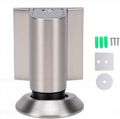 Magnetische Deurstop - Deurhouder - Deuren Open Houden - Dubbel Magneet Systeem - Tot 22mm Ruimte - Zilver Geborsteld
